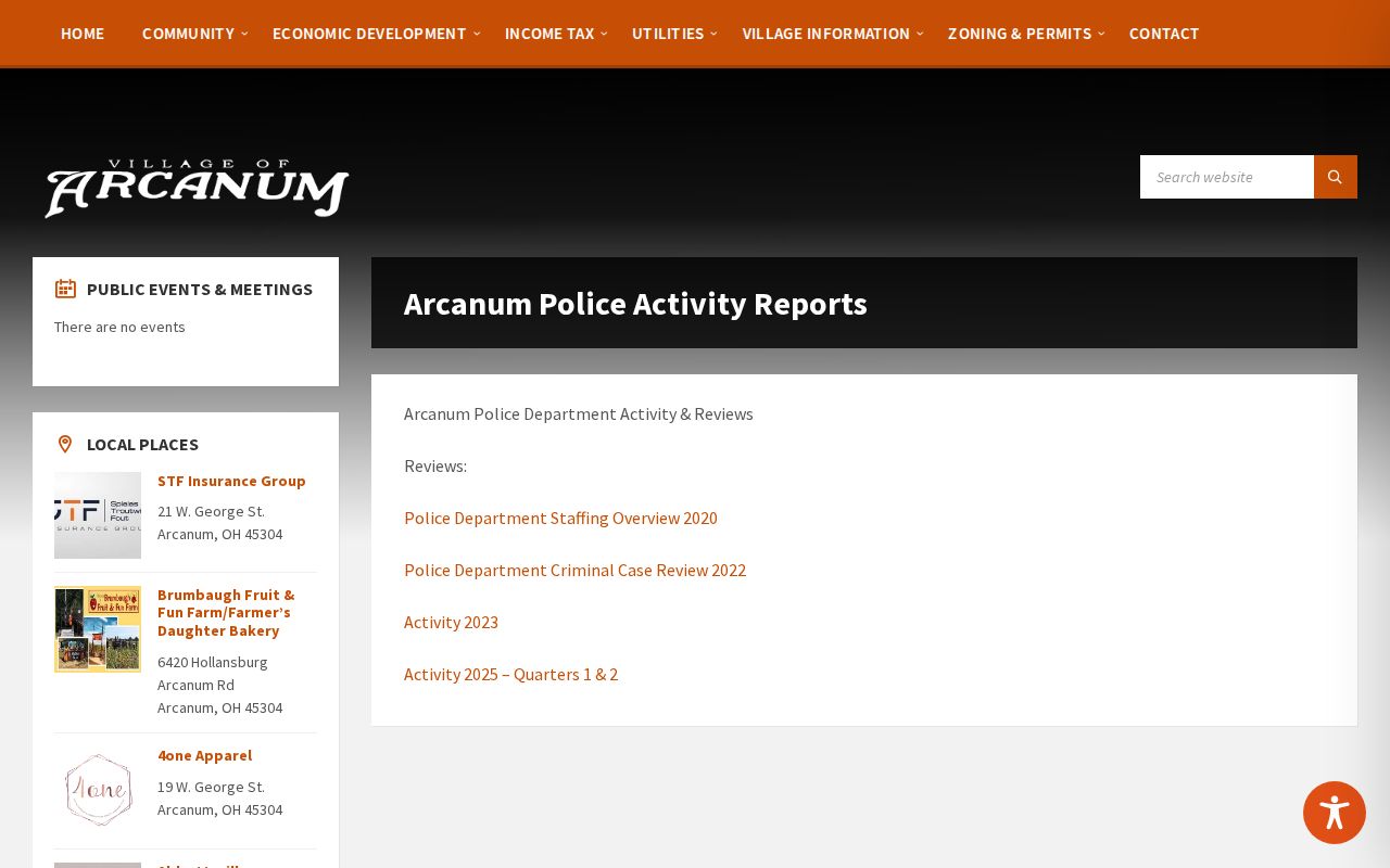 Darke County Arcanum Police Activity booking-record source